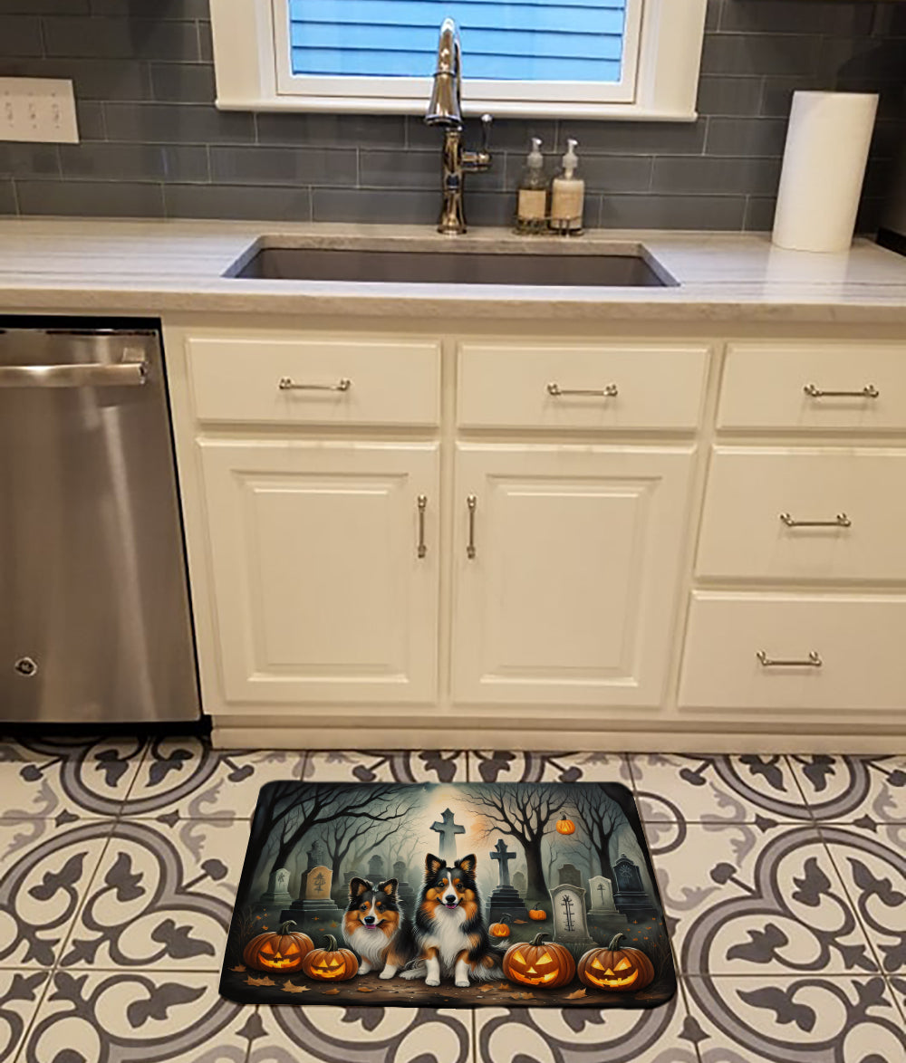 Sheltie Spooky Halloween Memory Foam Kitchen Mat