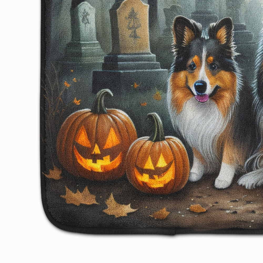 Sheltie Spooky Halloween Memory Foam Kitchen Mat