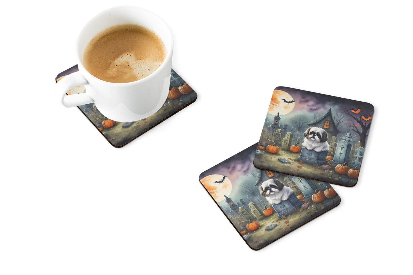 Shih Tzu Spooky Halloween Foam Coasters