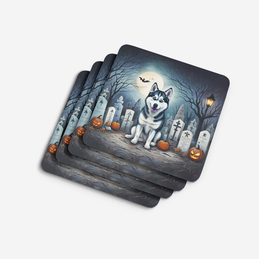 Siberian Husky Spooky Halloween Foam Coasters