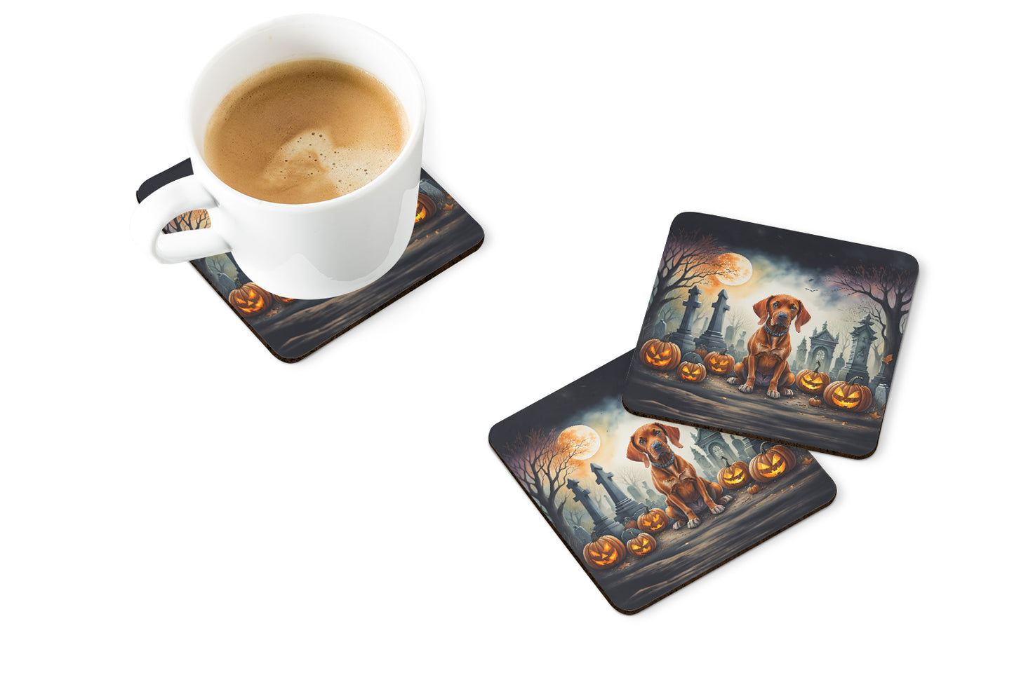 Vizsla Spooky Halloween Foam Coasters