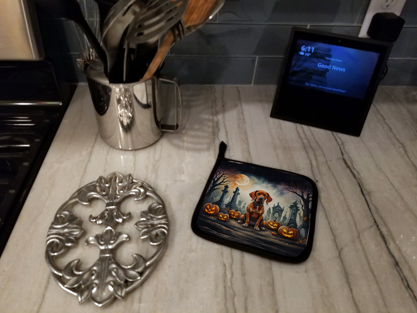 Vizsla Spooky Halloween Pair of Pot Holders