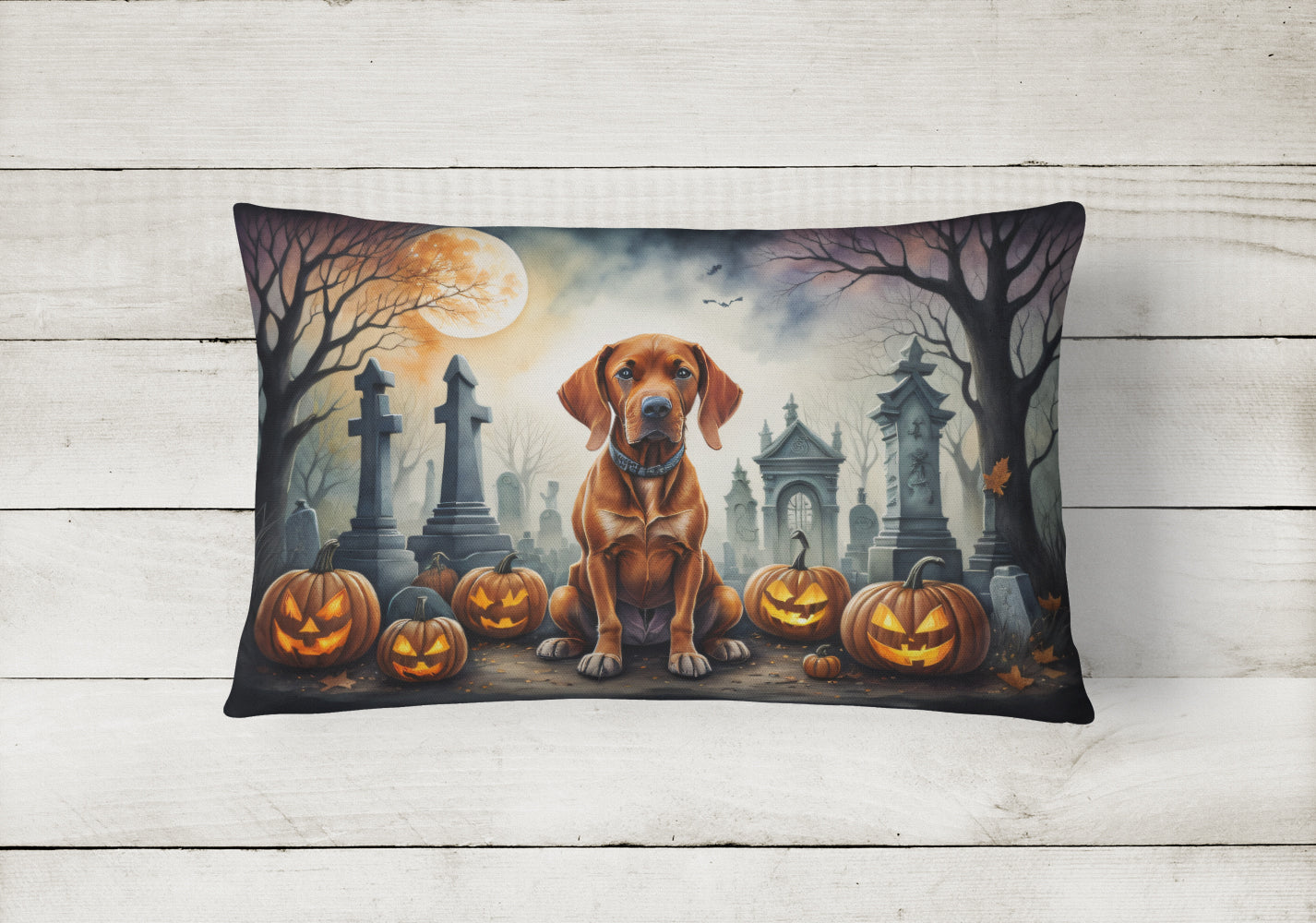 Vizsla Spooky Halloween Throw Pillow