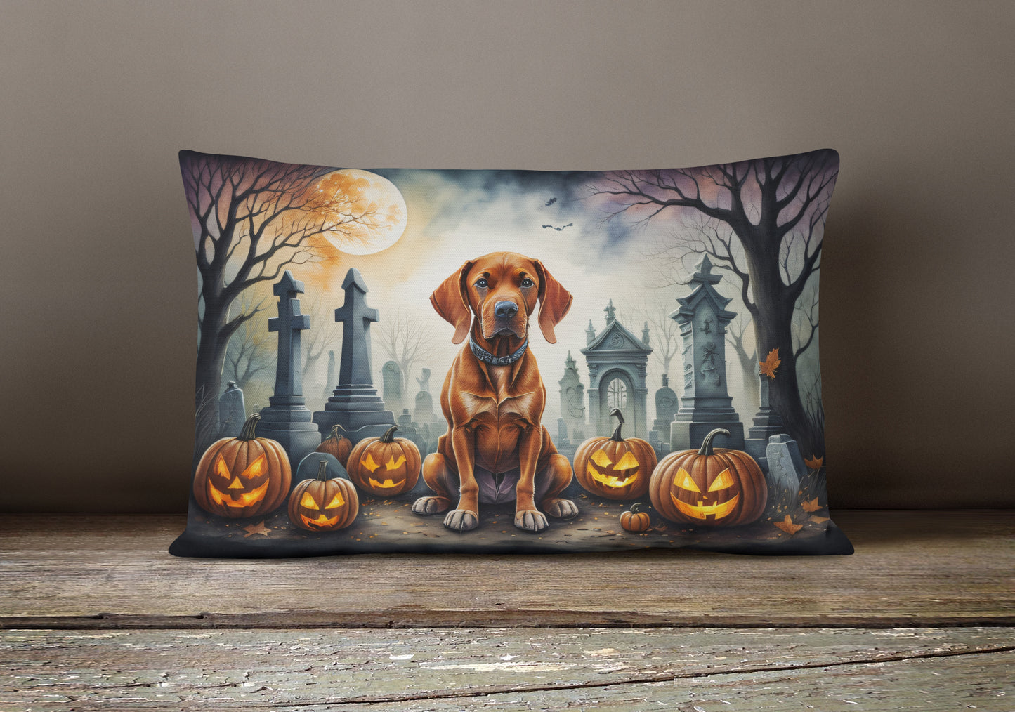 Vizsla Spooky Halloween Throw Pillow