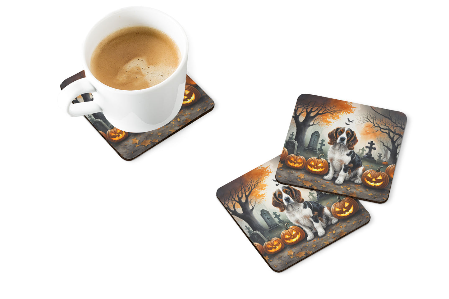 Welsh Springer Spaniel Spooky Halloween Foam Coasters