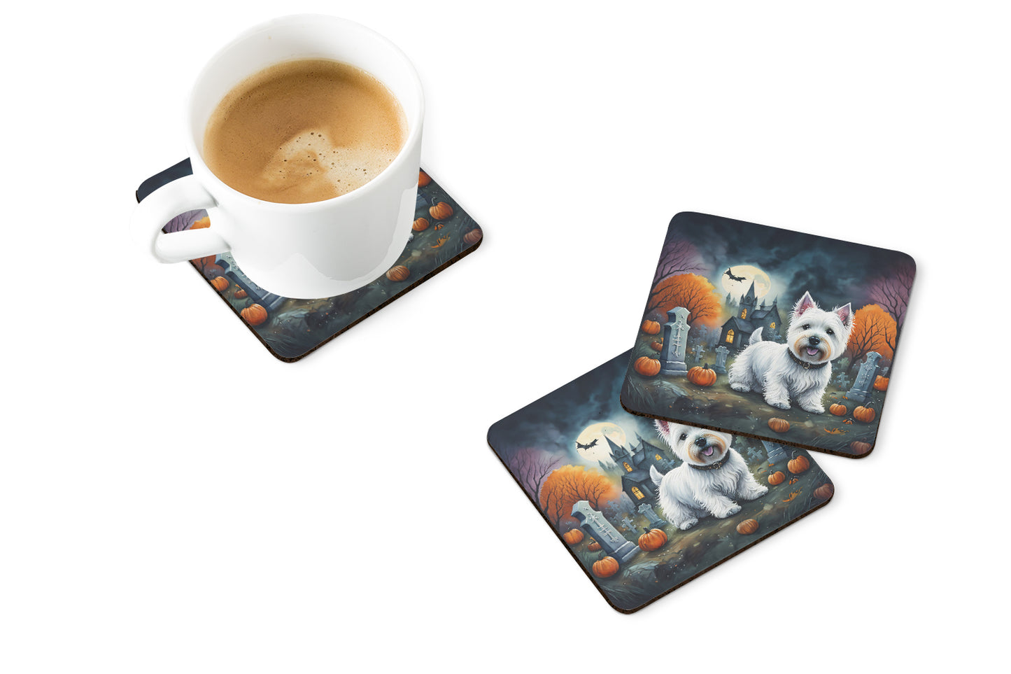 Westie Spooky Halloween Foam Coasters