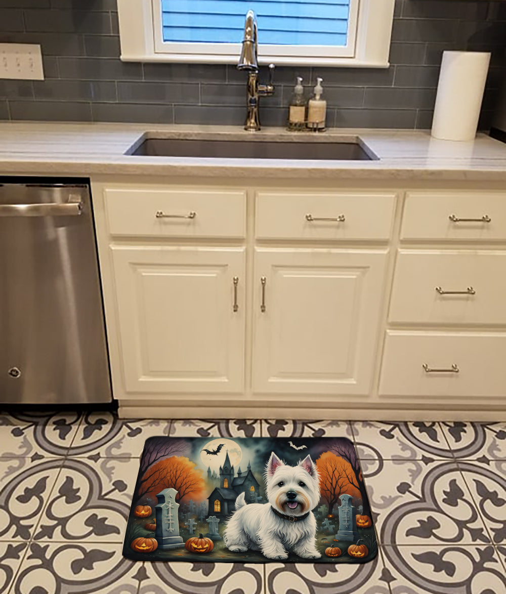 Westie Spooky Halloween Memory Foam Kitchen Mat