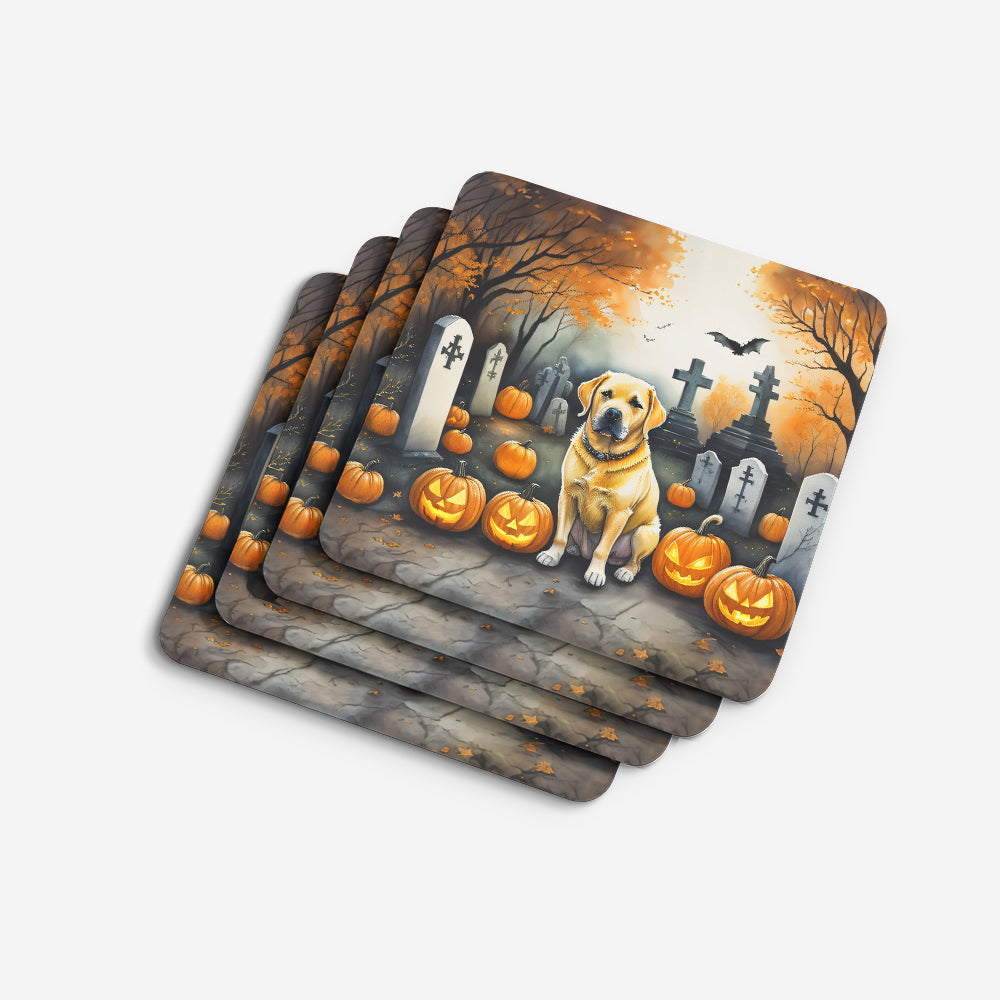 Yellow Labrador Retriever Spooky Halloween Foam Coasters