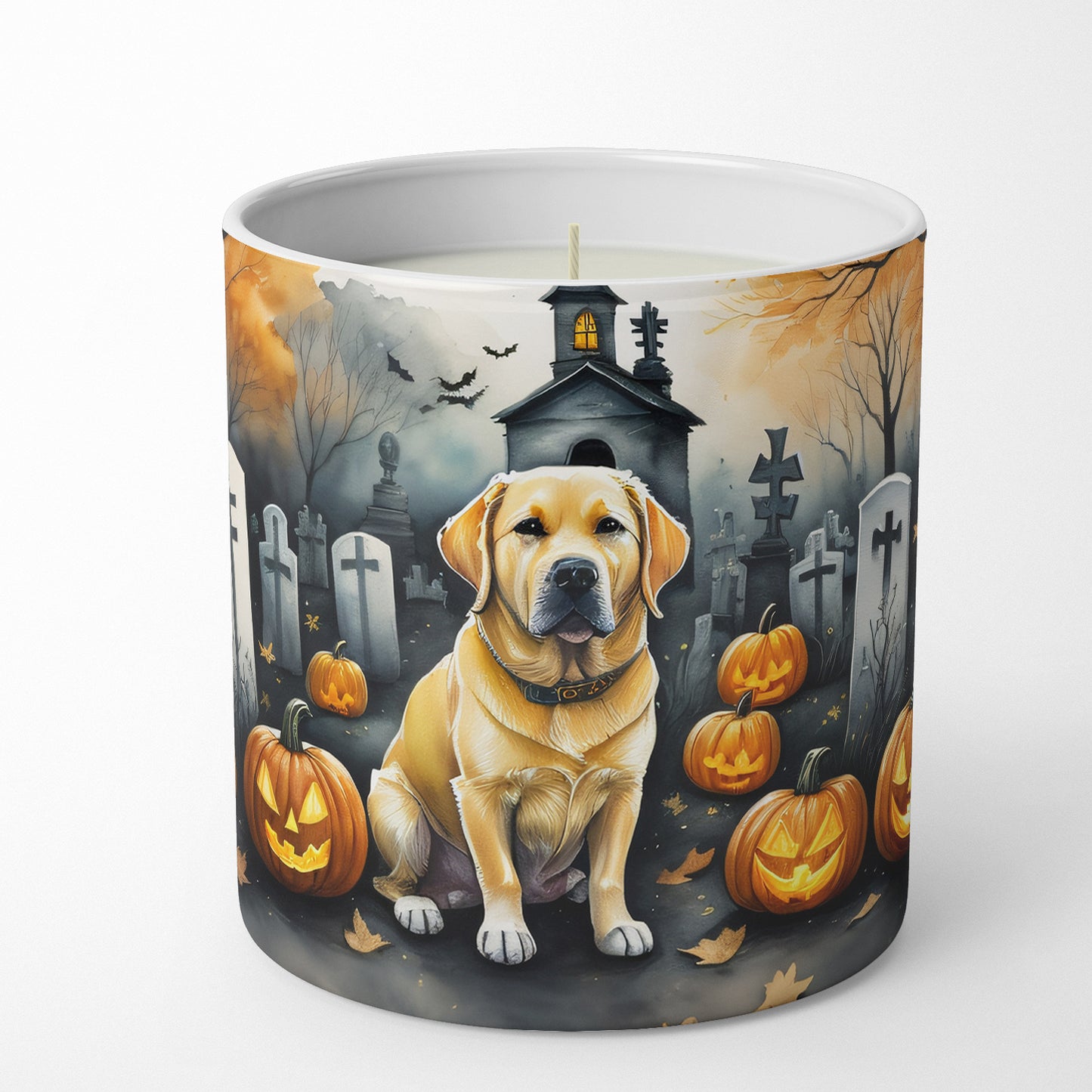Yellow Labrador Retriever Spooky Halloween Decorative Soy Candle