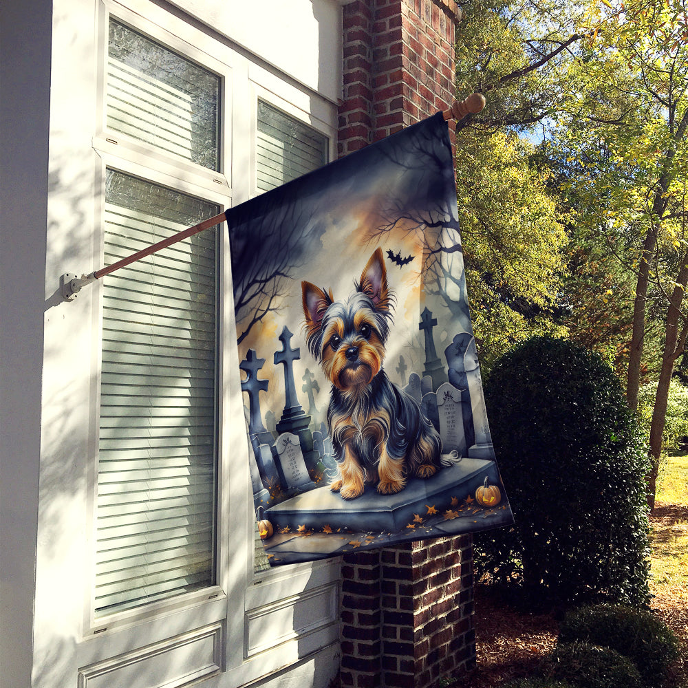 Yorkshire Terrier Spooky Halloween House Flag