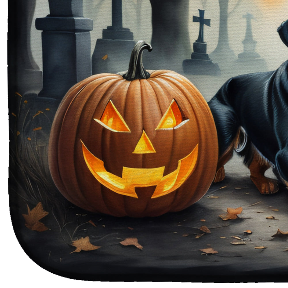 Rottweiler Spooky Halloween Dish Drying Mat