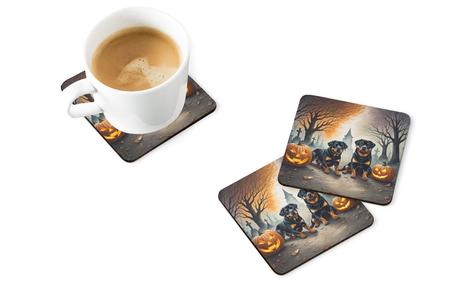 Rottweiler Spooky Halloween Foam Coasters