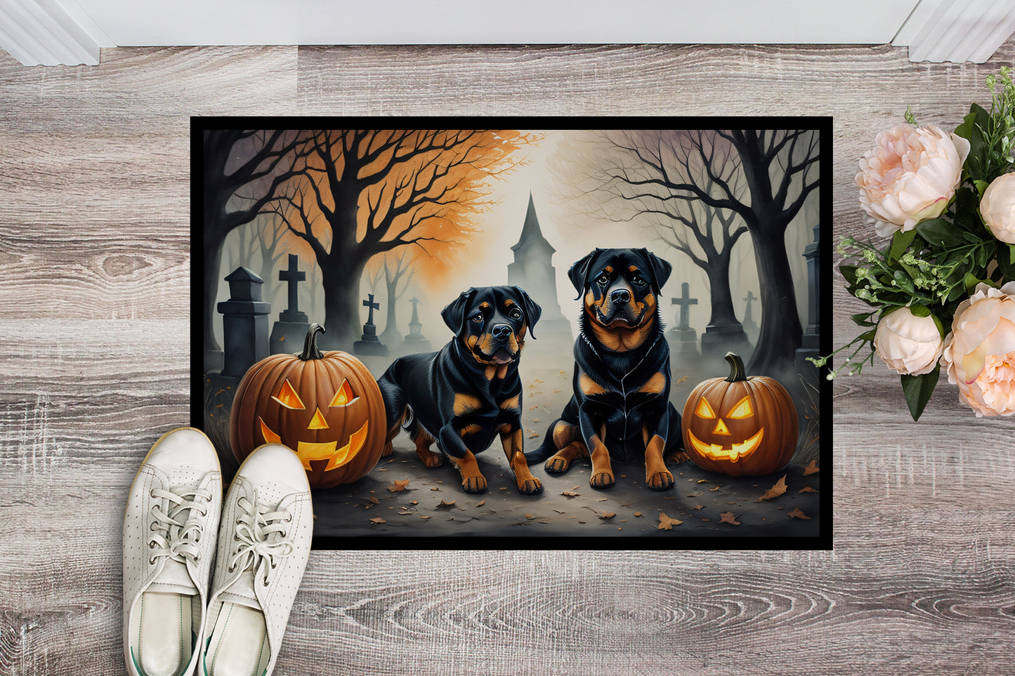 Rottweiler Spooky Halloween Doormat