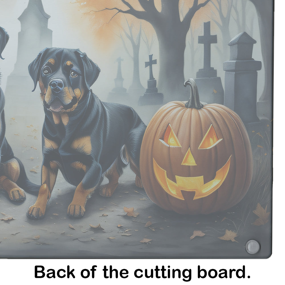 Rottweiler Spooky Halloween Glass Cutting Board