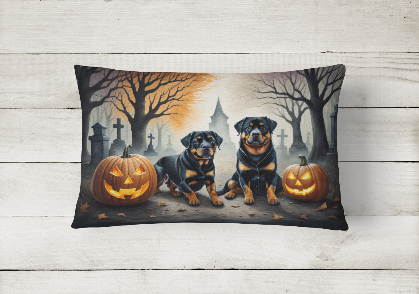 Rottweiler Spooky Halloween Throw Pillow