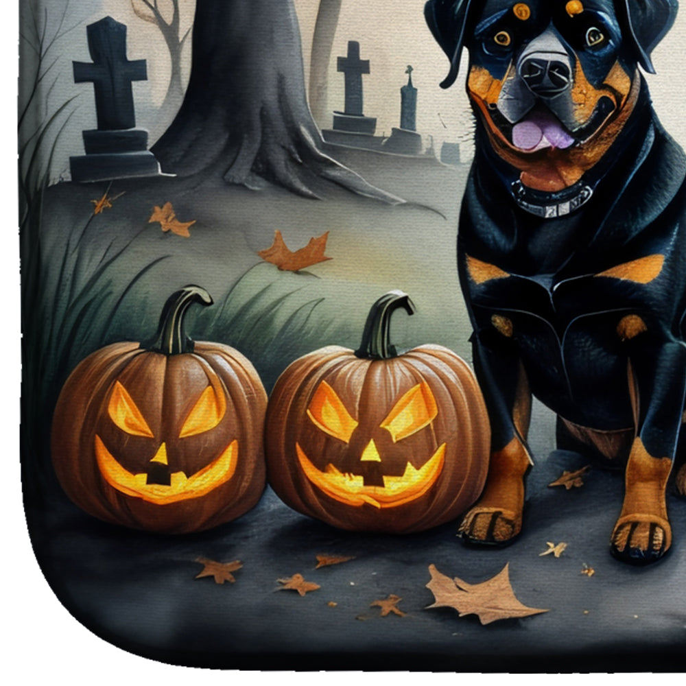 Rottweiler Spooky Halloween Dish Drying Mat