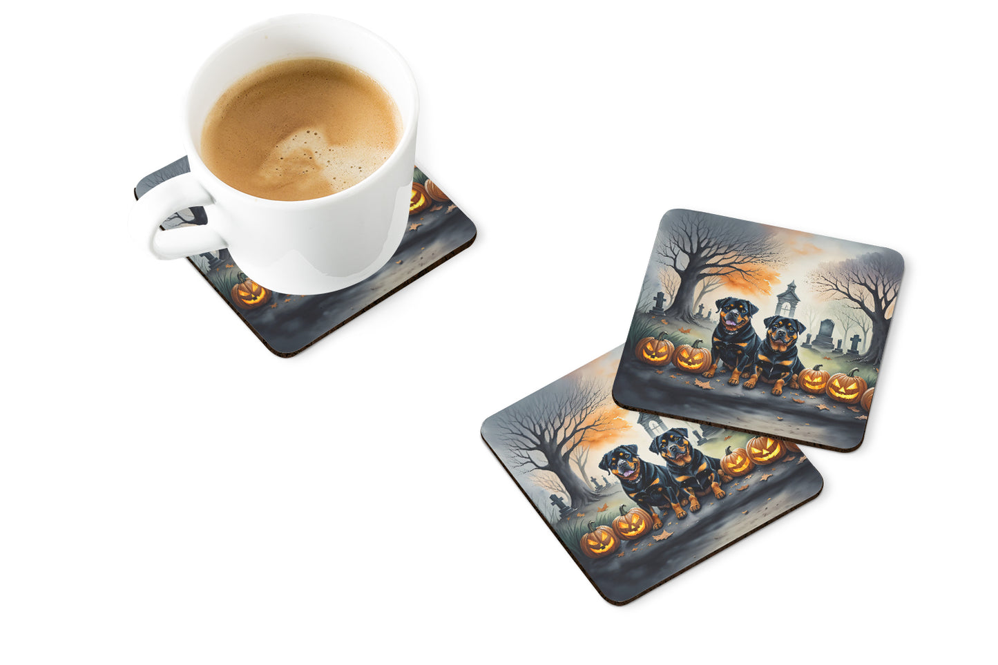 Rottweiler Spooky Halloween Foam Coasters