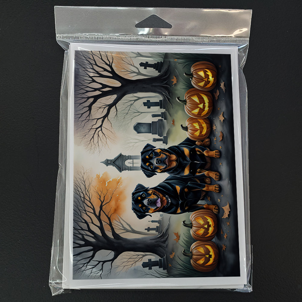 Rottweiler Spooky Halloween Greeting Cards and Envelopes Pack of 8