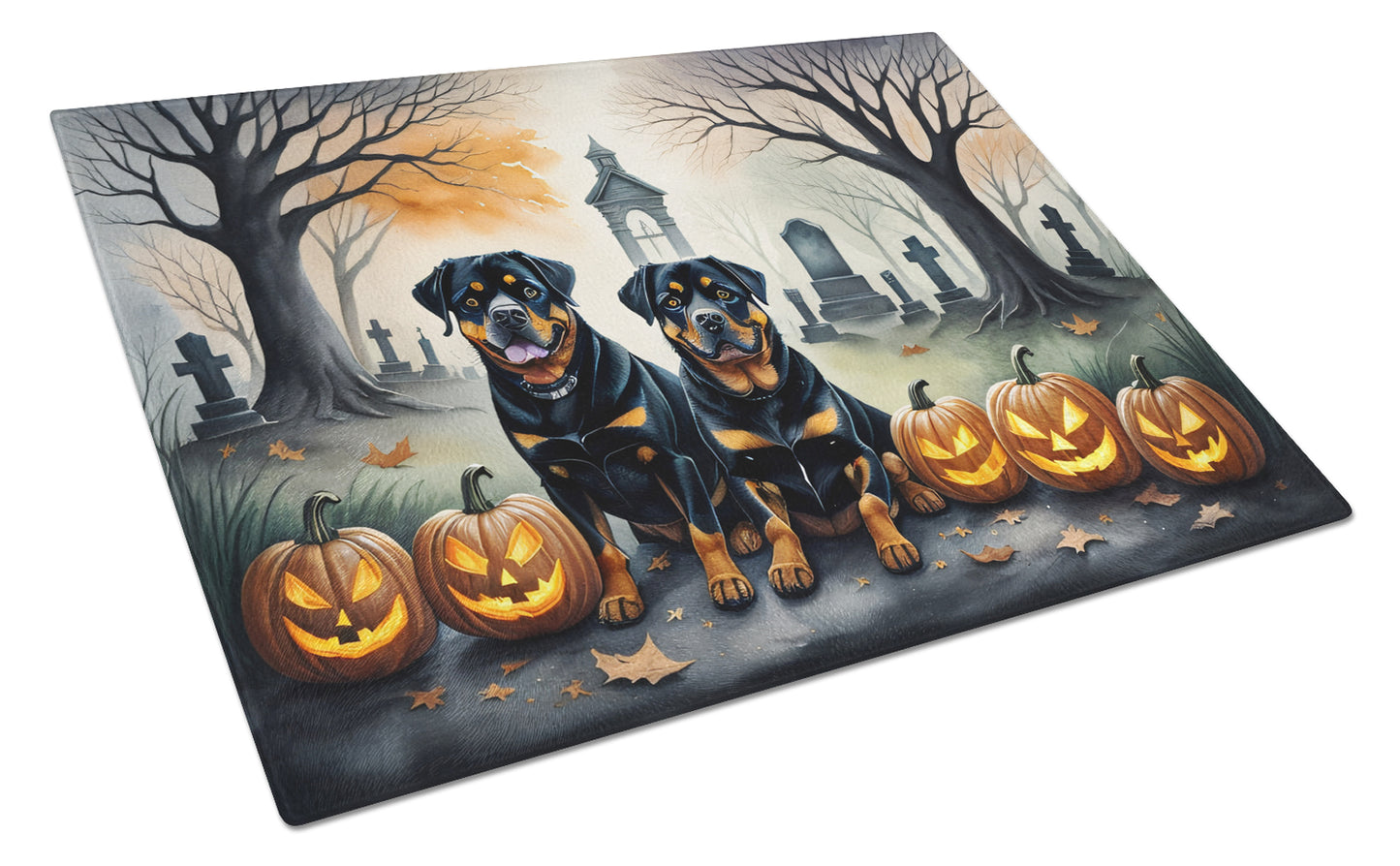 Buy this Rottweiler Spooky Halloween Glass Cutting Board