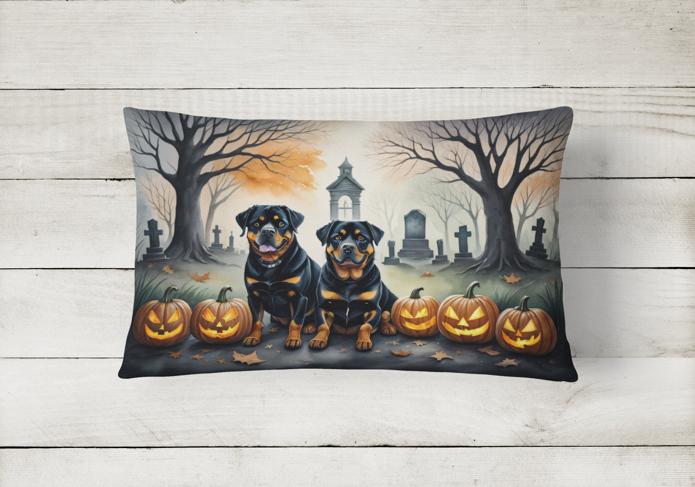 Rottweiler Spooky Halloween Throw Pillow