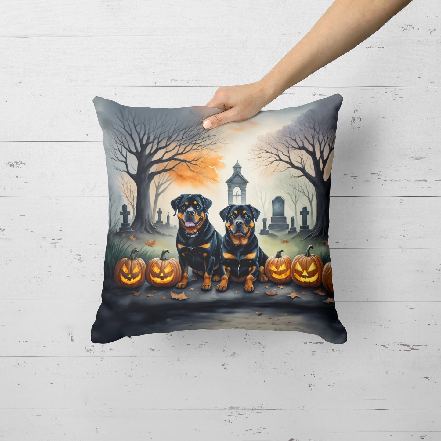 Rottweiler Spooky Halloween Throw Pillow