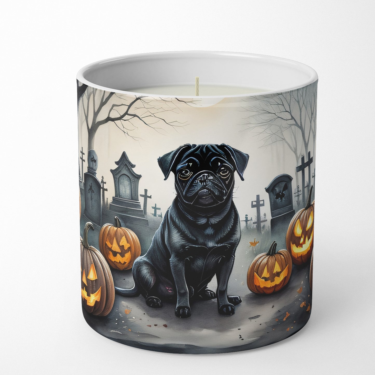Black Pug Spooky Halloween Decorative Soy Candle