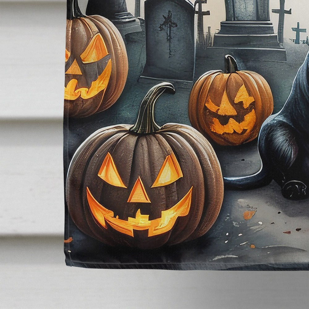 Black Pug Spooky Halloween House Flag