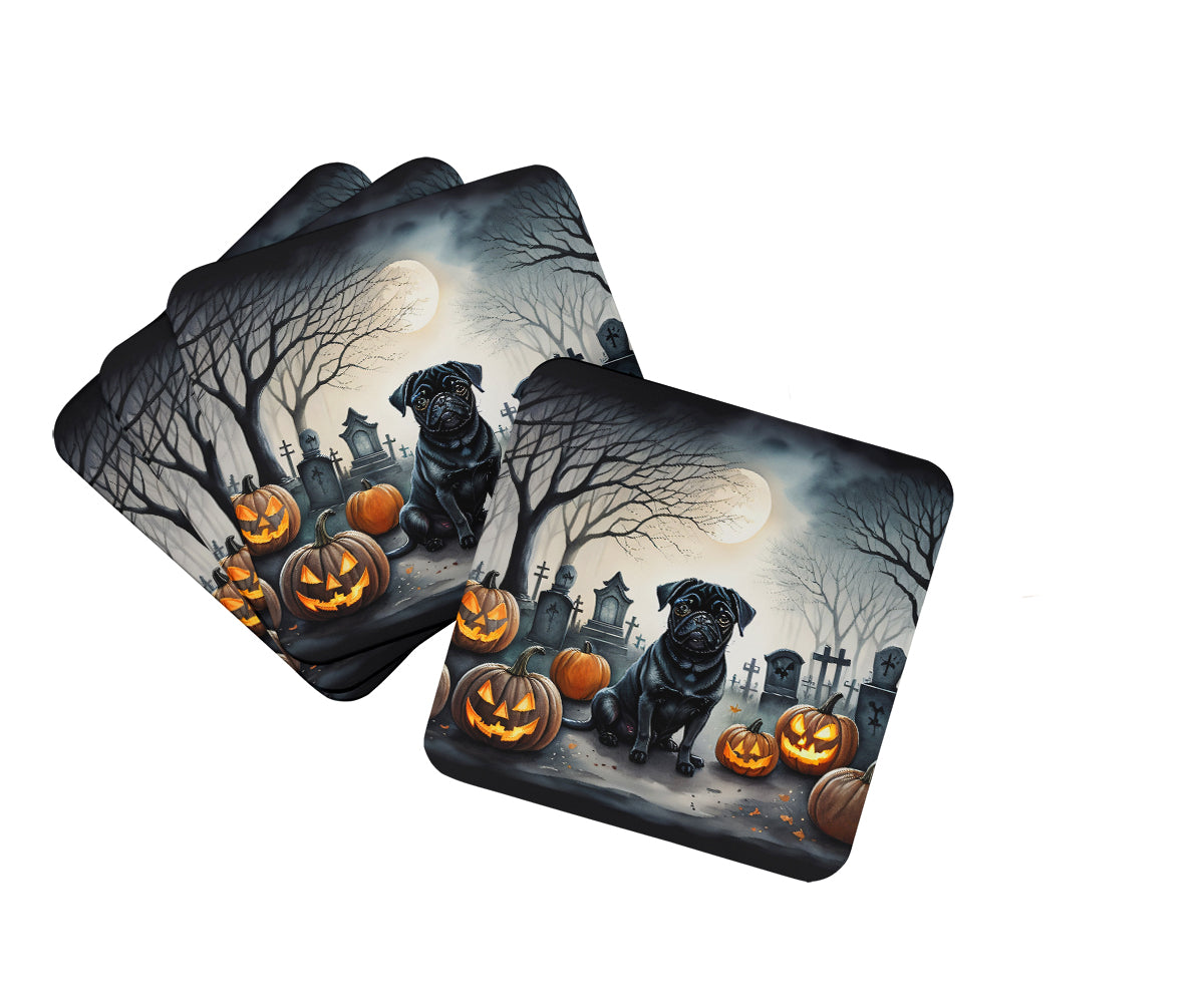 Buy this Black Pug Spooky Halloween Foam Coasters