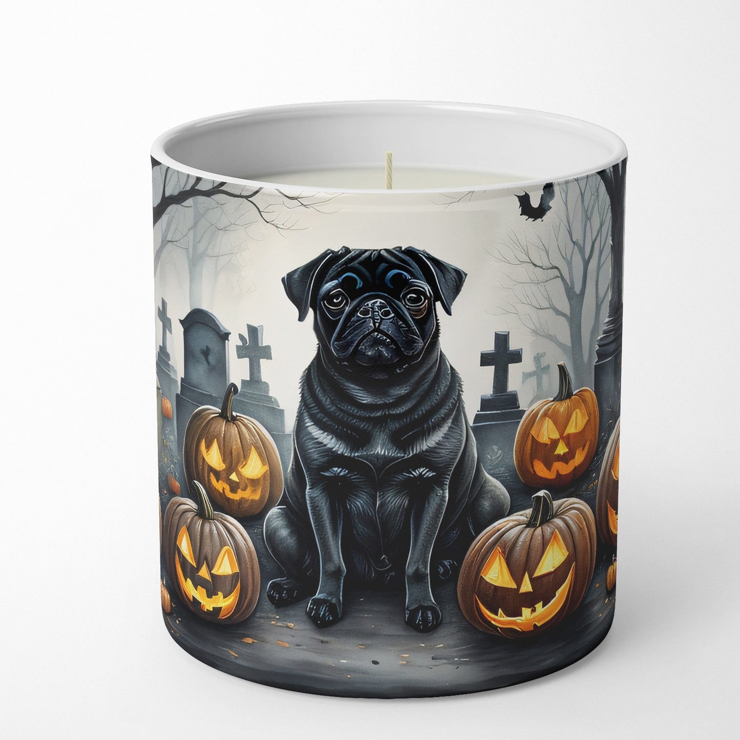 Black Pug Spooky Halloween Decorative Soy Candle