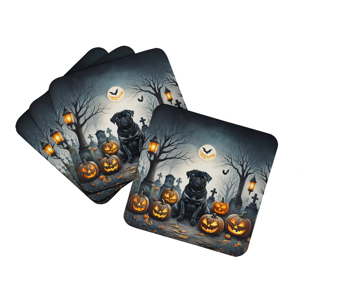 Buy this Black Pug Spooky Halloween Foam Coasters