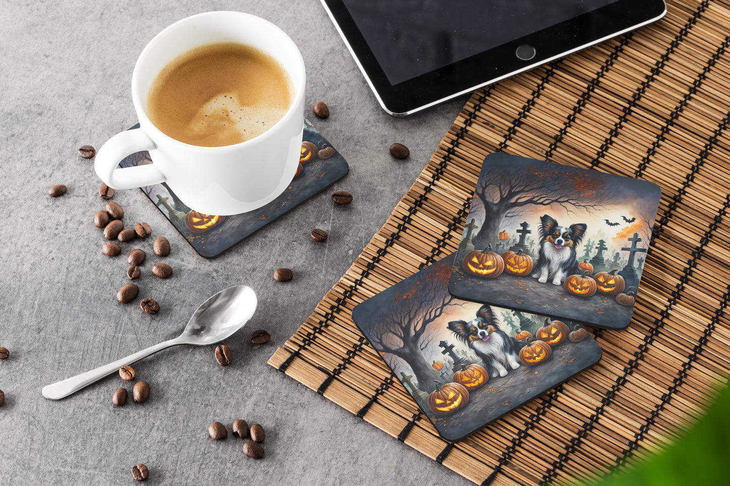 Papillon Spooky Halloween Foam Coasters
