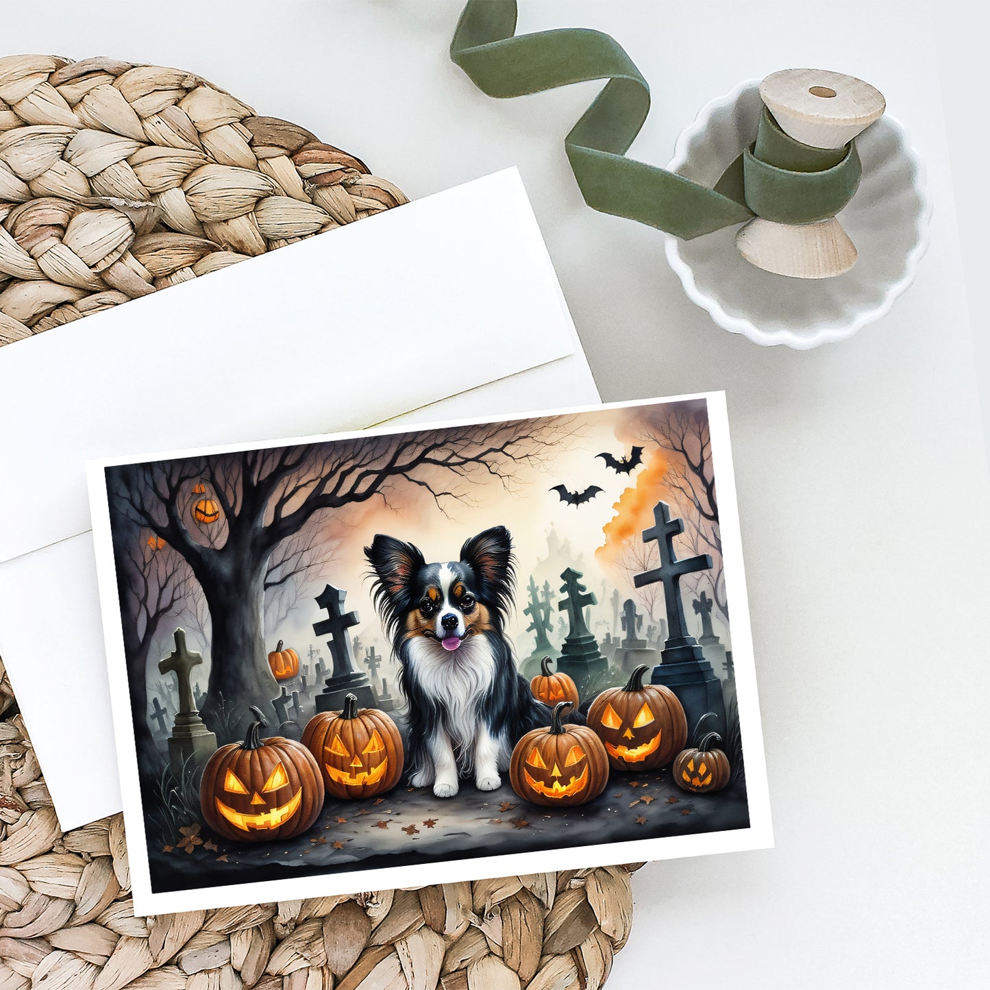 Papillon Spooky Halloween Greeting Cards and Envelopes Pack of 8