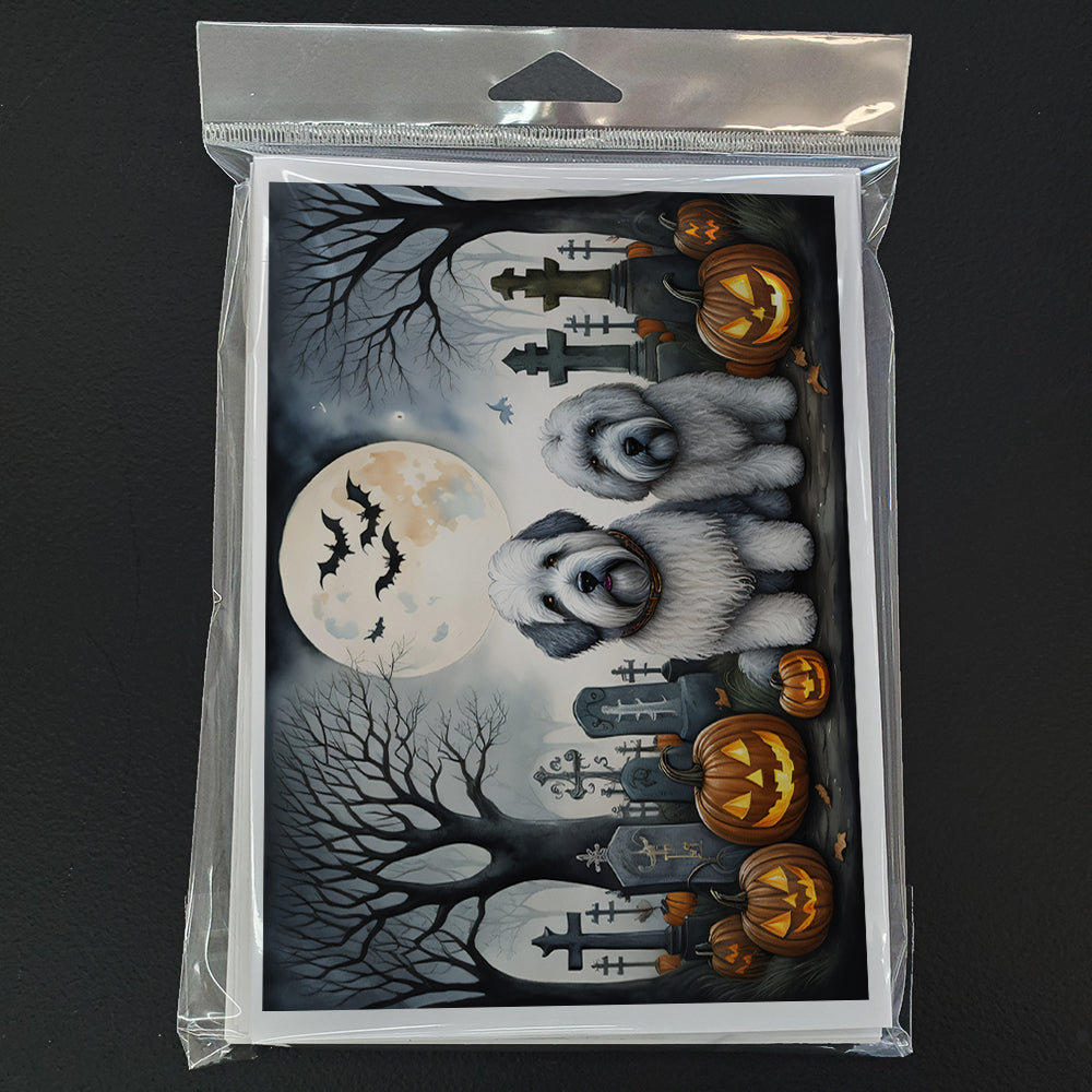 Old English Sheepdog Spooky Halloween Greeting Cards and Envelopes Pack of 8