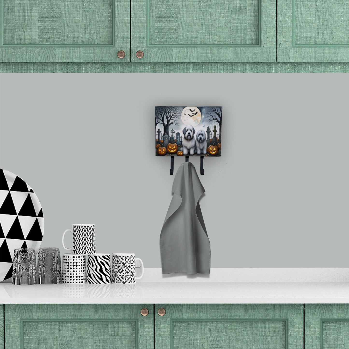 Old English Sheepdog Spooky Halloween Leash or Key Holder