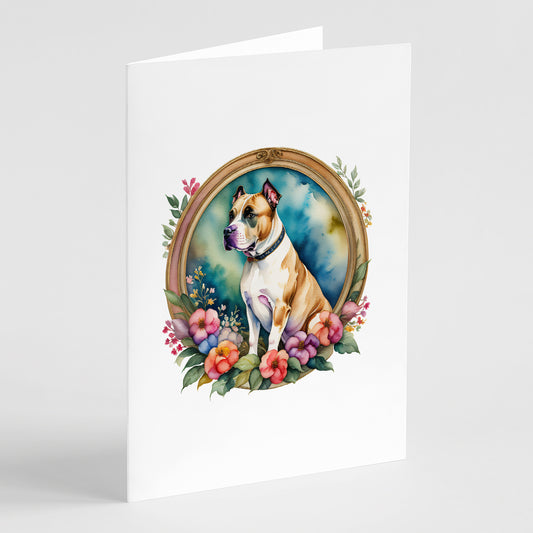Buy this American Staffordshire Terrier and Flowers Greeting Cards and Envelopes Pack of 8
