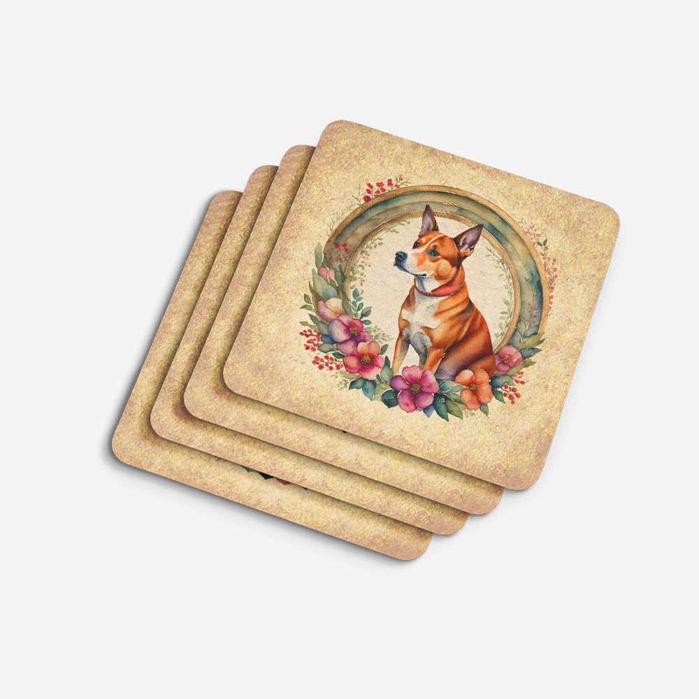 Basenji and Flowers Foam Coasters