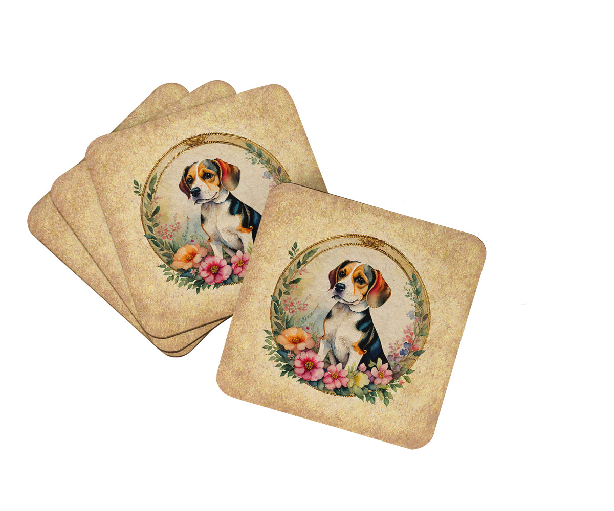 Buy this Beagle and Flowers Foam Coasters