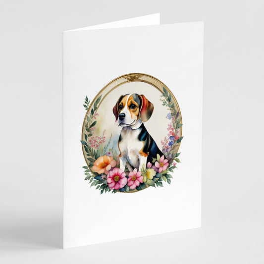 Buy this Beagle and Flowers Greeting Cards and Envelopes Pack of 8