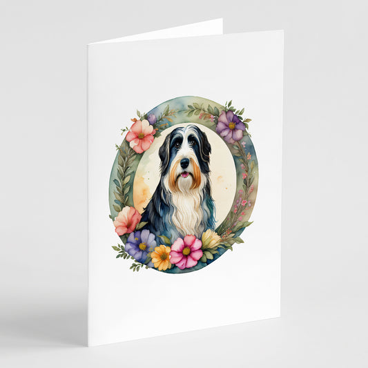 Buy this Bearded Collie and Flowers Greeting Cards and Envelopes Pack of 8