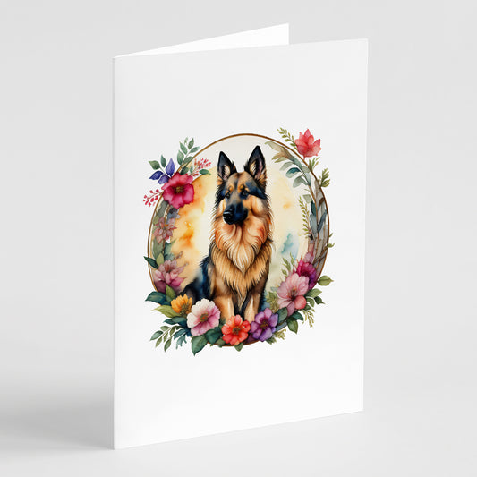 Buy this Belgian Tervuren and Flowers Greeting Cards and Envelopes Pack of 8