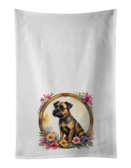 Buy this Border Terrier and Flowers Kitchen Towel Set of 2