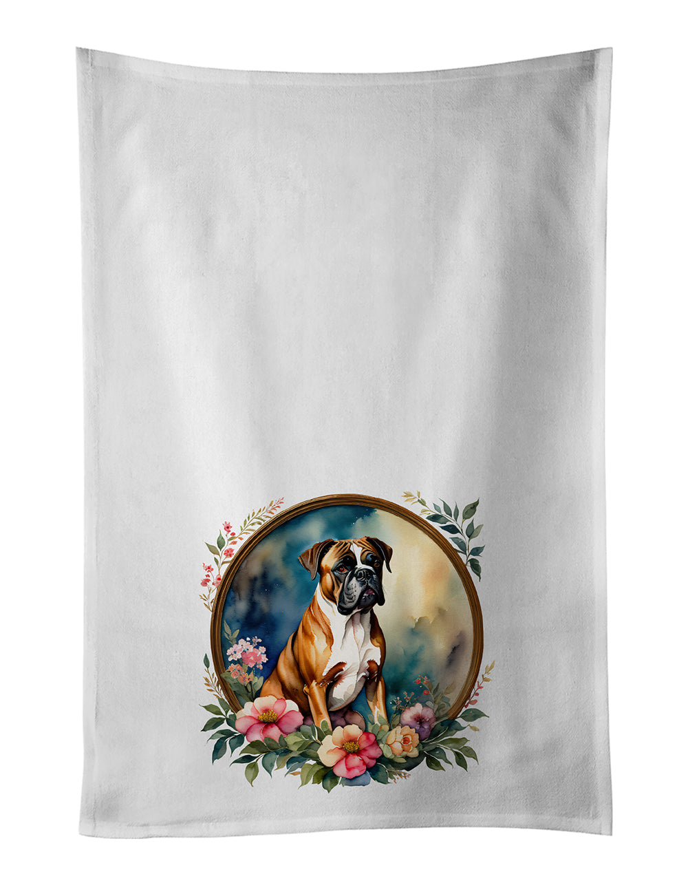 Buy this Boxer and Flowers Kitchen Towel Set of 2