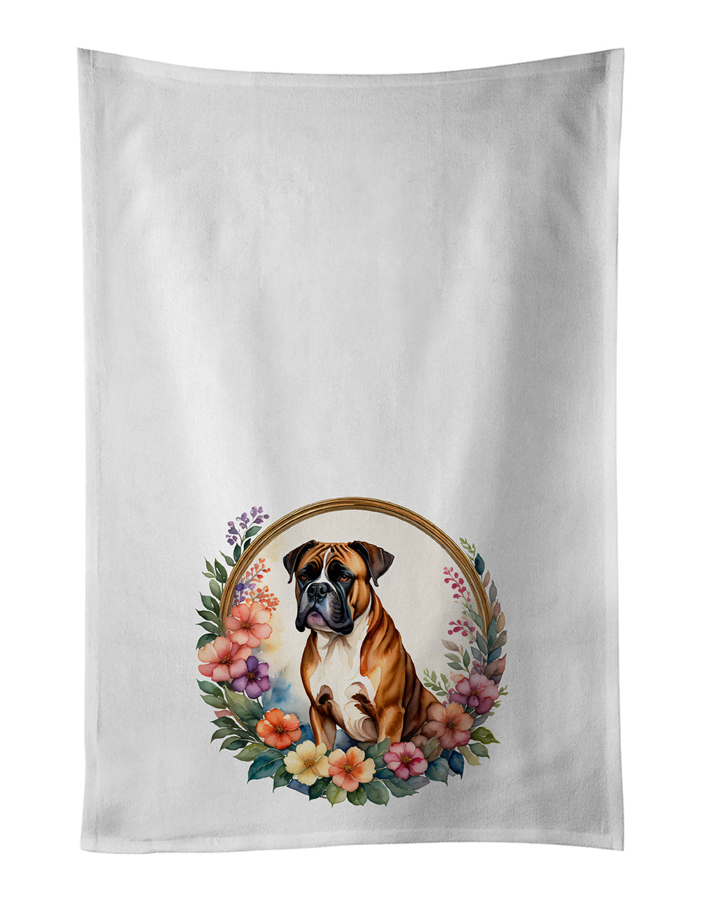 Buy this Boxer and Flowers Kitchen Towel Set of 2