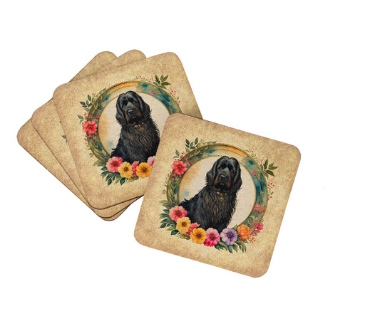 Buy this Briard and Flowers Foam Coasters