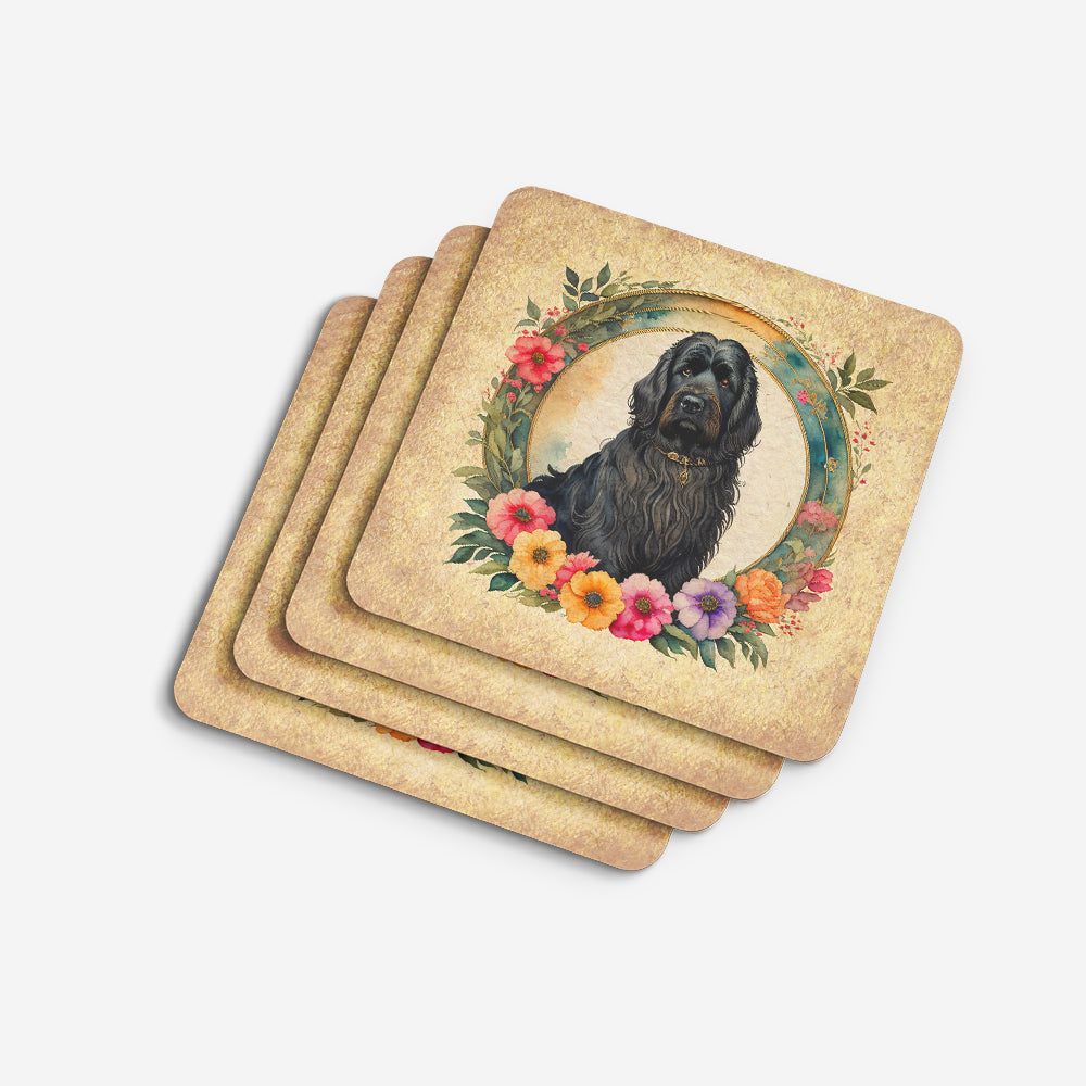 Briard and Flowers Foam Coasters