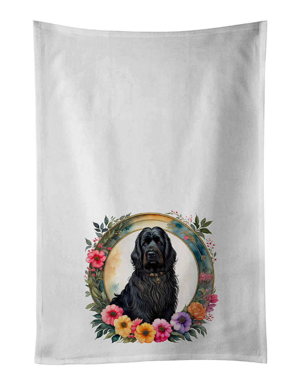 Buy this Briard and Flowers Kitchen Towel Set of 2