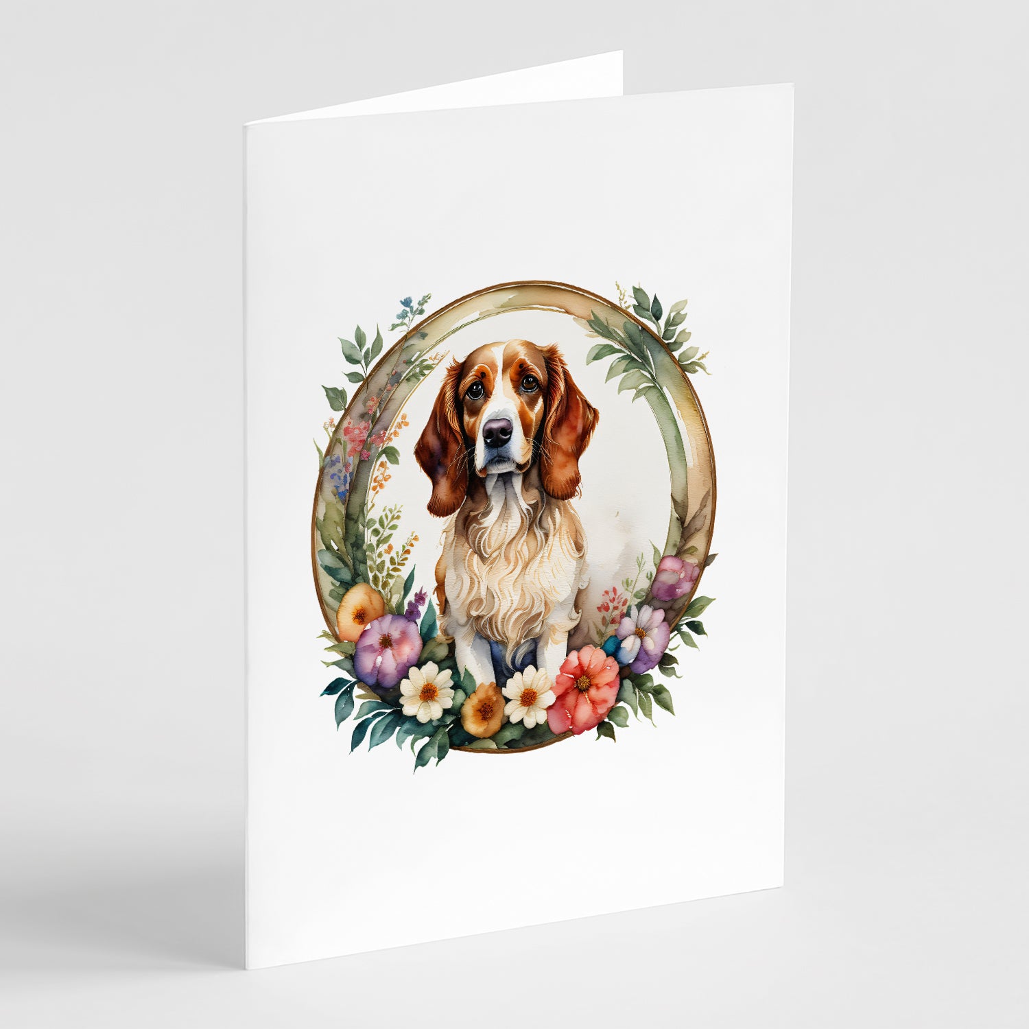 Buy this Brittany Spaniel and Flowers Greeting Cards and Envelopes Pack of 8
