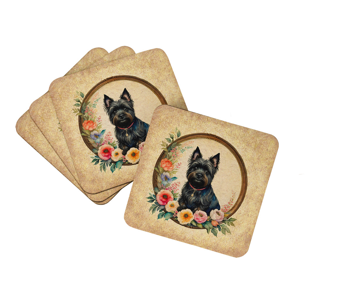 Buy this Cairn Terrier and Flowers Foam Coasters