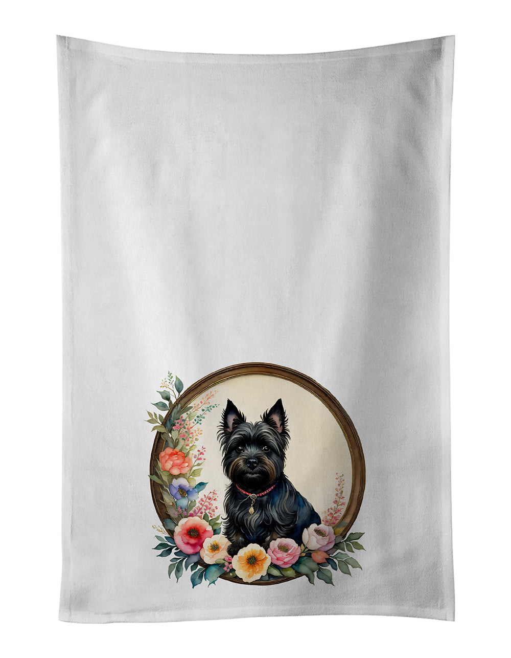 Buy this Cairn Terrier and Flowers Kitchen Towel Set of 2