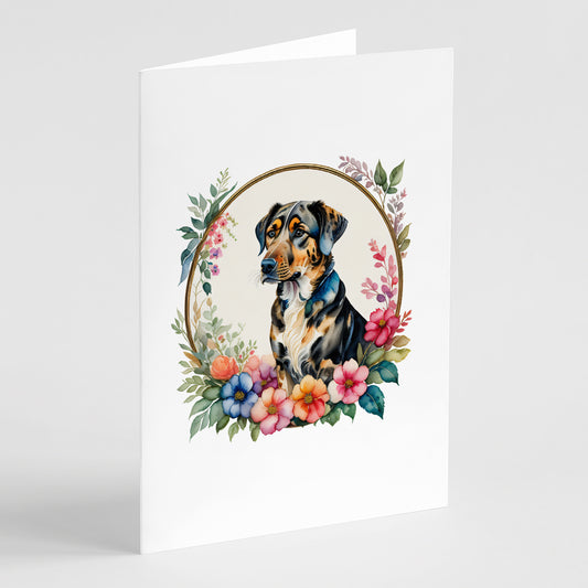 Buy this Catahoula Leopard Dog and Flowers Greeting Cards and Envelopes Pack of 8
